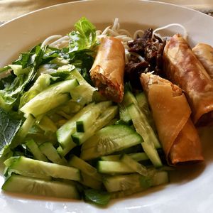 Grilled Veggie Teriyaki and Golden Rolls at Green Earth Vegan Cuisine in Pasadena