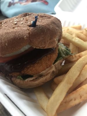 Crispy Chickin Burger at Green Earth Vegan Cuisine in Pasadena