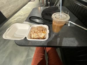 Hot pumpkin spice latte   at Cinnaholic in Coral Springs