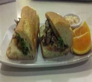 Philly cheese steak sandwich at Loving Hut - Westfield Mall Food Emporium in San Francisco