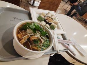 Soup and spring roll at Loving Hut - Westfield Mall Food Emporium in San Francisco