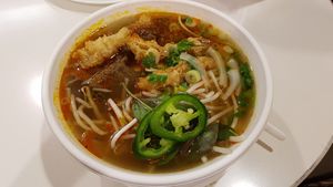 Spicy noodle soup at Loving Hut - Westfield Mall Food Emporium in San Francisco