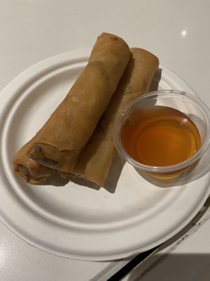 Golden Rolls (Fried eggrolls with Tofu and veggies, 3 pieces) at Loving Hut - Westfield Mall Food Emporium in San Francisco
