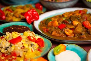 Ackee and "Codfish", Curry “Mutton” at Jam Delish in North London