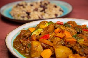 Curry “Mutton”, Rice and Peas at Jam Delish in North London