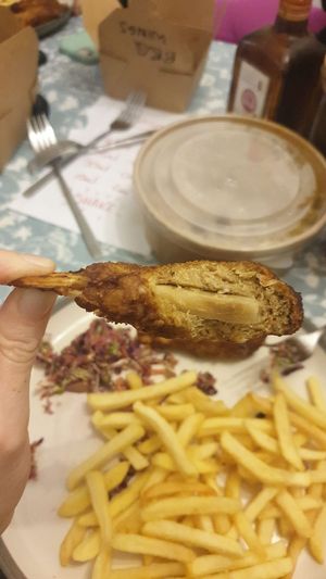 Jerk 'chicken' - on a sugar cane bone! at Jam Delish in North London