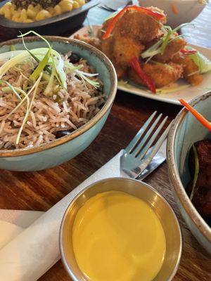 Rice and peas prawns mango mayo   at Jam Delish in North London
