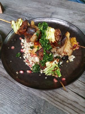 Jerk "chicken" skewers at Jam Delish in North London