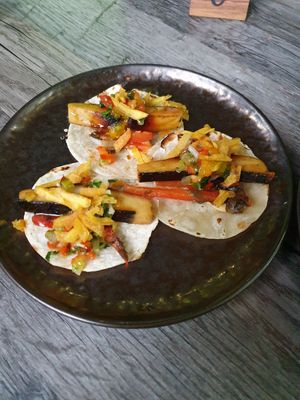 "Fish" tacos at Jam Delish in North London