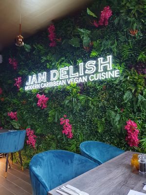 Statement wall at Jam Delish in North London