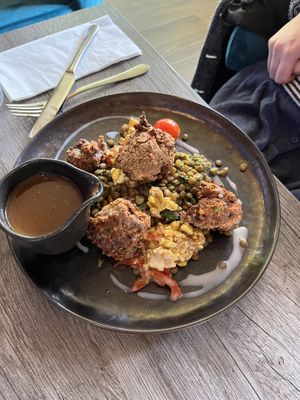 Fried “chicken” & gravy   at Jam Delish in North London