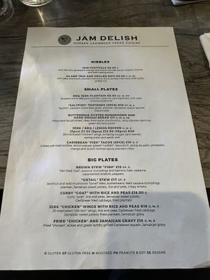Menu   at Jam Delish in North London