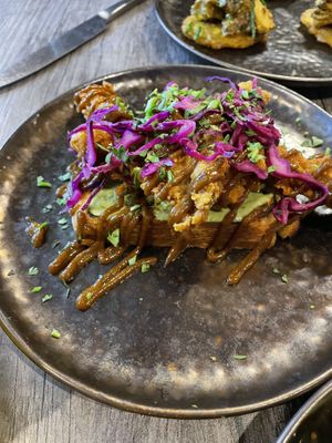Fried oyster mushroom and bread   at Jam Delish in North London