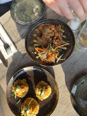 Oyster mushrooms & Tostones  at Jam Delish in North London