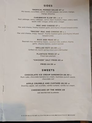 Menu 3 at Jam Delish in North London