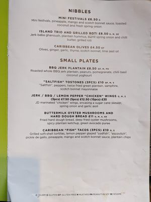 Menu 1 at Jam Delish in North London