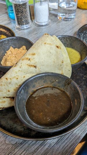 Roti and sauces, don't skip it! at Jam Delish in North London