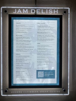 Menu  at Jam Delish in North London