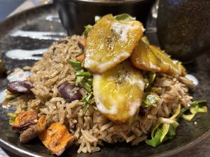 Rice and plantain side   at Jam Delish in North London