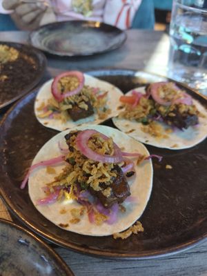 "Pork" belly tacos at Jam Delish in North London