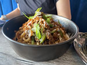 Oxtail chow mein   at Jam Delish in North London