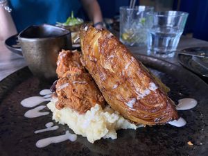 Caribbean fried chicken and Jamaican gravy   at Jam Delish in North London