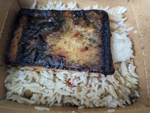 Fish and rice (freebie) - really nice, great flavour at Jam Delish in North London