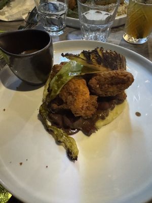 Fake chicken with garlic mashed potatoes   at Jam Delish in North London