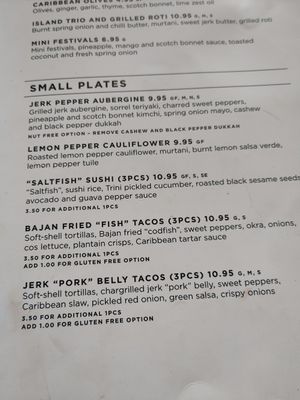 Small plates menu at Jam Delish in North London