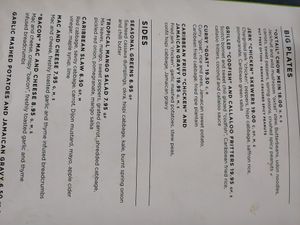 Big plates and sides menu at Jam Delish in North London