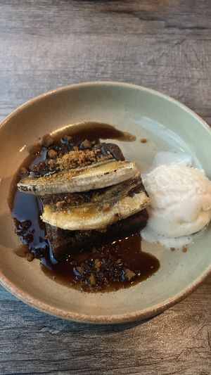 Banana cake, ridiculously good, a highlight of the meal for sure  at Jam Delish in North London