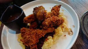 Caribbean fried chicken and Jamaican gravy at Jam Delish in North London