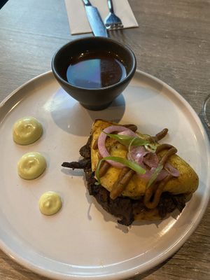 Jamaican "Oxtail" Coco Bread  at Jam Delish in North London