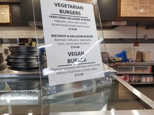 Burger options at Chargrill'd Eatery in Belconnen