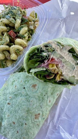 Vegan wrap and pasta saladd  at Roadrunner Grab+Go in Joshua Tree