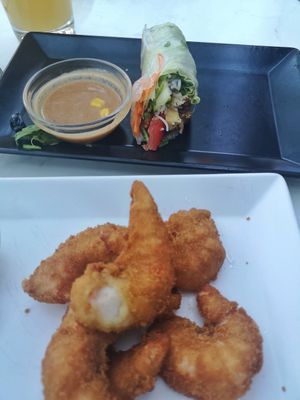 Summer rolls und gebackener seitan at Loving Hut in St Kanzian