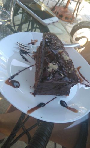 Awesome chocolate cake! at Loving Hut in St Kanzian