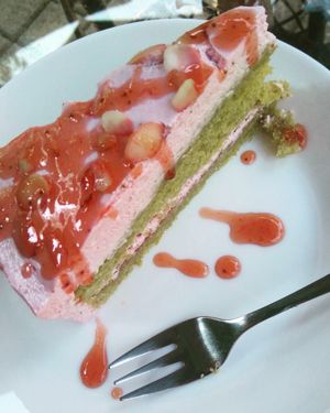 Best strawberry cake ever!! at Loving Hut in St Kanzian