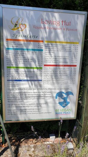 Speisekarte at Loving Hut in St Kanzian