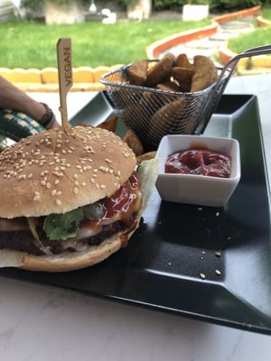 Mountain burger  at Loving Hut in St Kanzian