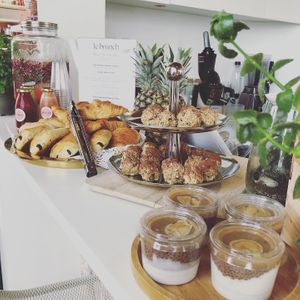 Brunch with 1 salty option (real plate) + 2 desserts options + 1 hot drink + 1 cold pressed juice or limonade. All is homemade and organic. at La Clairière Bien-Etre in Pantin