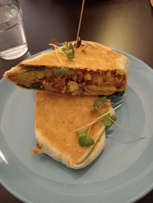 Vegan breakfast wrap at Cafe Napoleon in Warners Bay