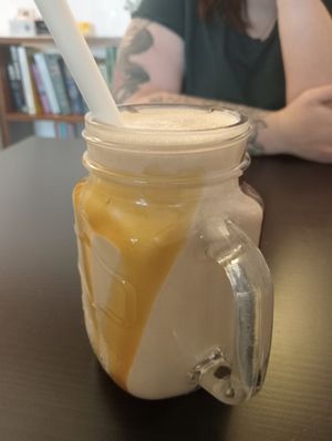 Vegan caramel and chocolate milkshake at Cafe Napoleon in Warners Bay