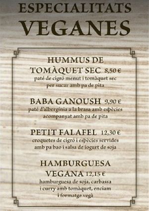 La nostra carta vegana at Mitica la Vella in Terrassa