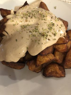 Patatas bravas con salsa de ajo negro at Mitica la Vella in Terrassa