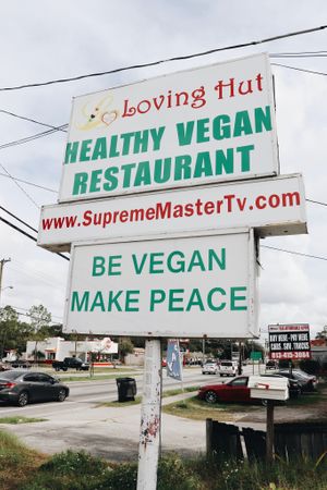 the sign outside at Loving Hut in Tampa