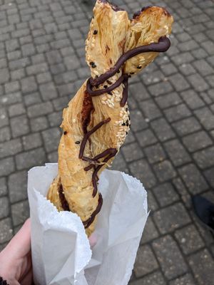 Chocolate tahini twist at Two Magpies Bakery in Norwich