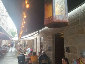 Outdoor seating area at Dükela in Pontevedra