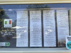 Menu with vegan options  at Da Giovanni Aglio e Olio in Corfu