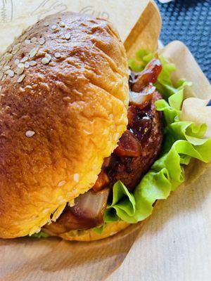 vegan burger  at Burger Grill 351 in Sao Vicente